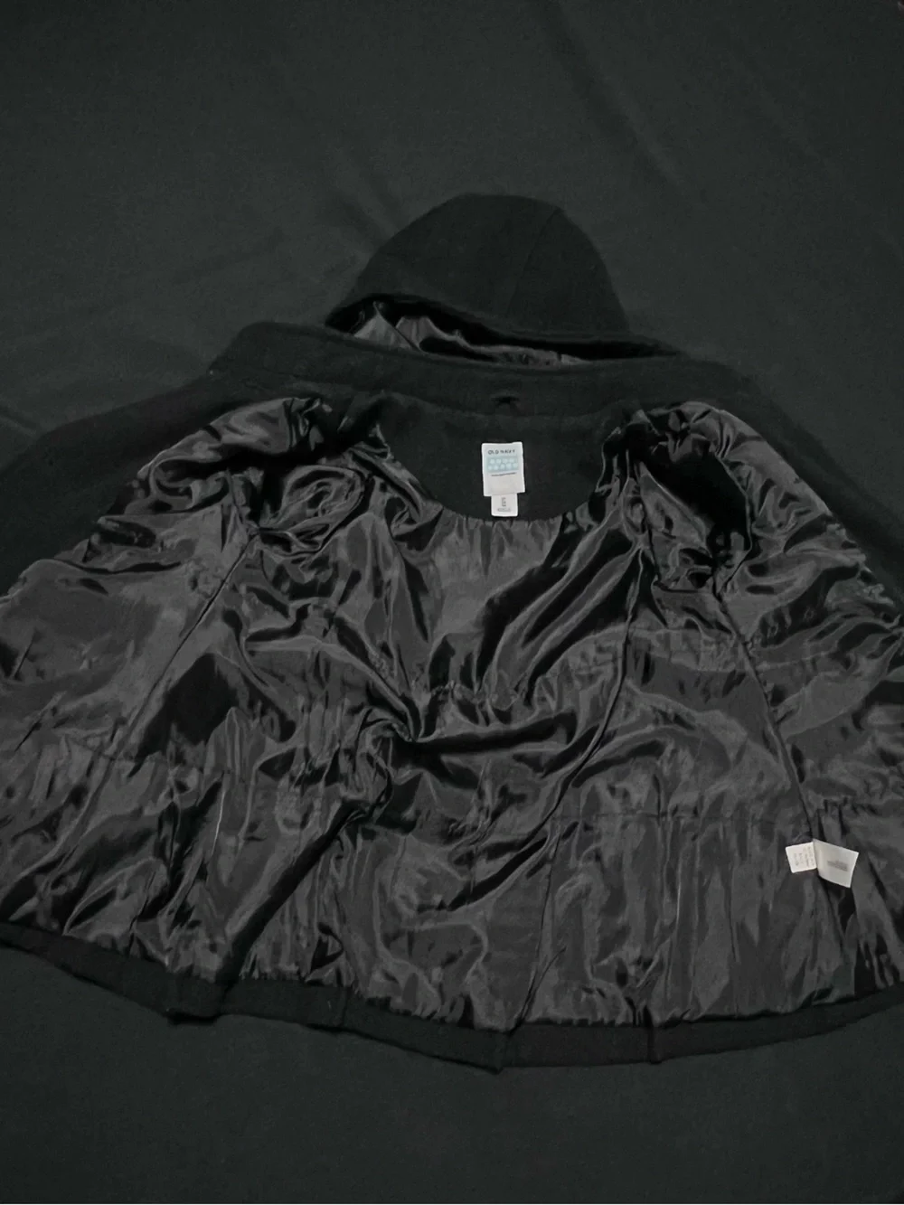 Old Navy Black Hooded Double-Breasted Peacoat for Kids